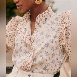 Sezane patchwork mini flowers floral Tiny shirt
